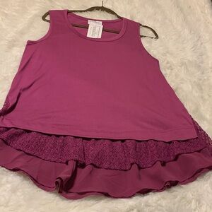 Elegant Magenta Layered-Look (tiered) Women's Tank Top